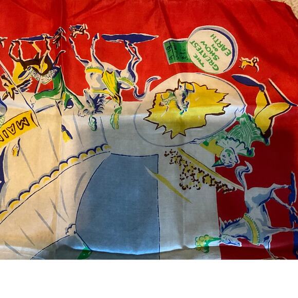 Vintage Rare Ringling Bros. Barnum & Bailey Pure Silk Linbro Scarf 28in x 28in - Picture 6 of 10